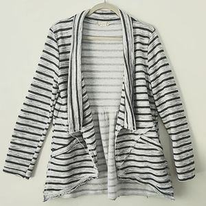 Alter'd State Gray Stripes Terry Cotton Waterfall Open Cardigan M Box 33